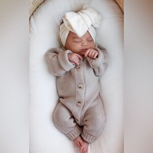 Luna + Luca Classic Purl Knit Jumpsuit: Organic Cotton, Heather Beige